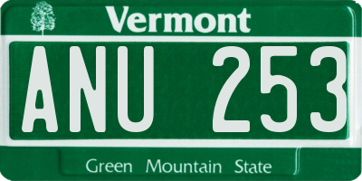 VT license plate ANU253