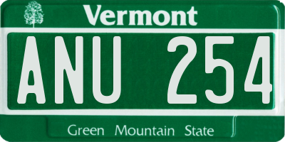 VT license plate ANU254