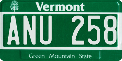 VT license plate ANU258