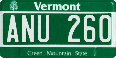VT license plate ANU260