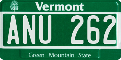 VT license plate ANU262