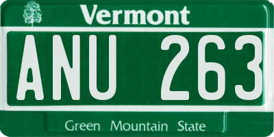 VT license plate ANU263