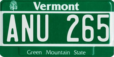VT license plate ANU265
