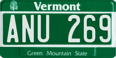 VT license plate ANU269