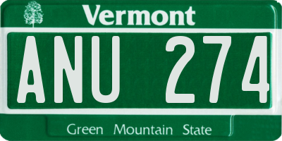 VT license plate ANU274