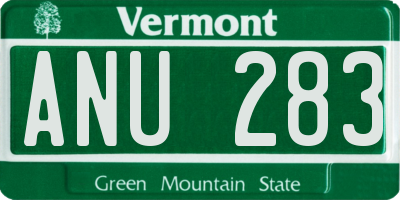 VT license plate ANU283
