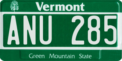 VT license plate ANU285