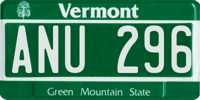 VT license plate ANU296