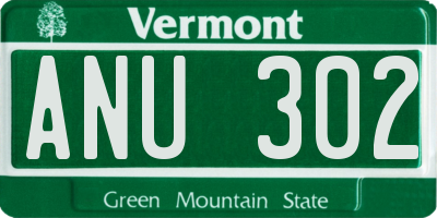VT license plate ANU302