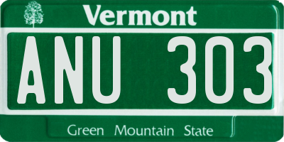 VT license plate ANU303