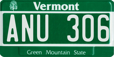 VT license plate ANU306