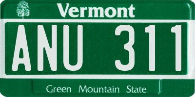 VT license plate ANU311