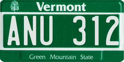 VT license plate ANU312