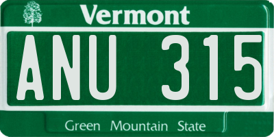 VT license plate ANU315