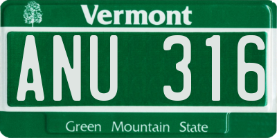 VT license plate ANU316
