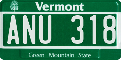 VT license plate ANU318
