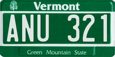 VT license plate ANU321