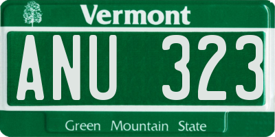 VT license plate ANU323