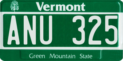 VT license plate ANU325