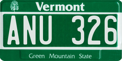 VT license plate ANU326