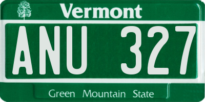 VT license plate ANU327