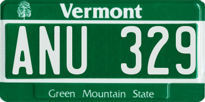 VT license plate ANU329