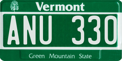VT license plate ANU330