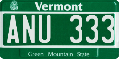VT license plate ANU333