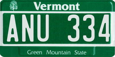 VT license plate ANU334