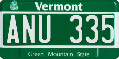 VT license plate ANU335