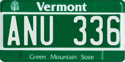 VT license plate ANU336