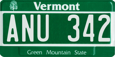 VT license plate ANU342