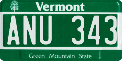 VT license plate ANU343
