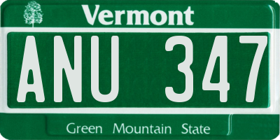 VT license plate ANU347