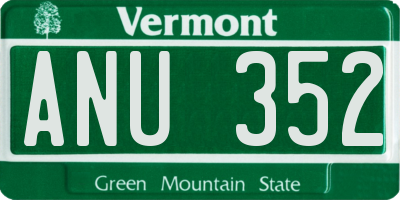 VT license plate ANU352