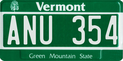 VT license plate ANU354
