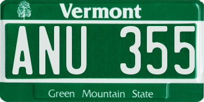 VT license plate ANU355