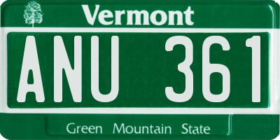 VT license plate ANU361