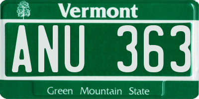 VT license plate ANU363
