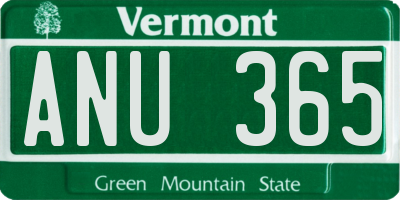 VT license plate ANU365