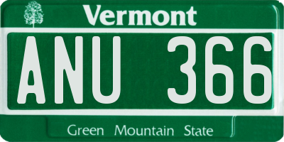 VT license plate ANU366