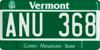 VT license plate ANU368