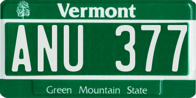 VT license plate ANU377