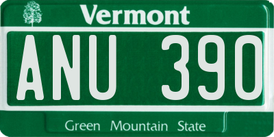 VT license plate ANU390