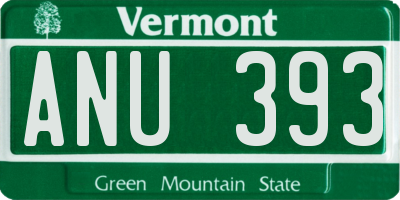 VT license plate ANU393