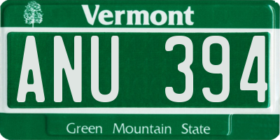 VT license plate ANU394
