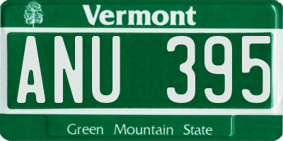 VT license plate ANU395