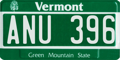 VT license plate ANU396