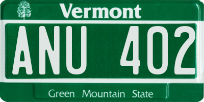 VT license plate ANU402