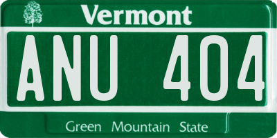 VT license plate ANU404